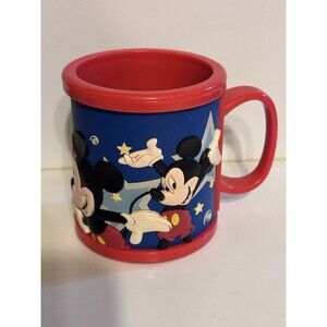 Vtg Walt Disney World Resorts Mug Red Mickey Cinderella Castle Plastic 3D Rubber